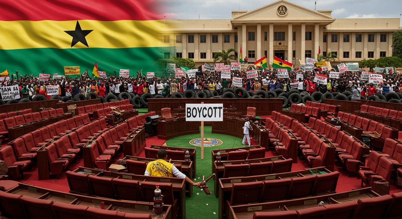 Boycott des députés NPP au Ghana pour protester contre la détention de Wontumi, accusé d’activités minières illégales. Une affaire qui secoue la politique ghanéenne.