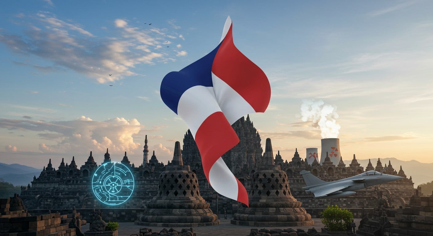 Macron en Indonésie : entre diplomatie, contrats en défense et énergie, et quête d'équilibre face à la Chine et aux USA. Découvrez les enjeux !