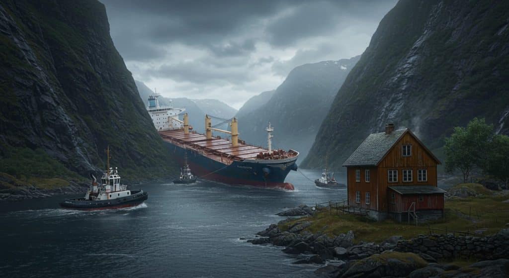 Norvège : Un Cargo Échoué dans un Jardin Enfin Renfloué