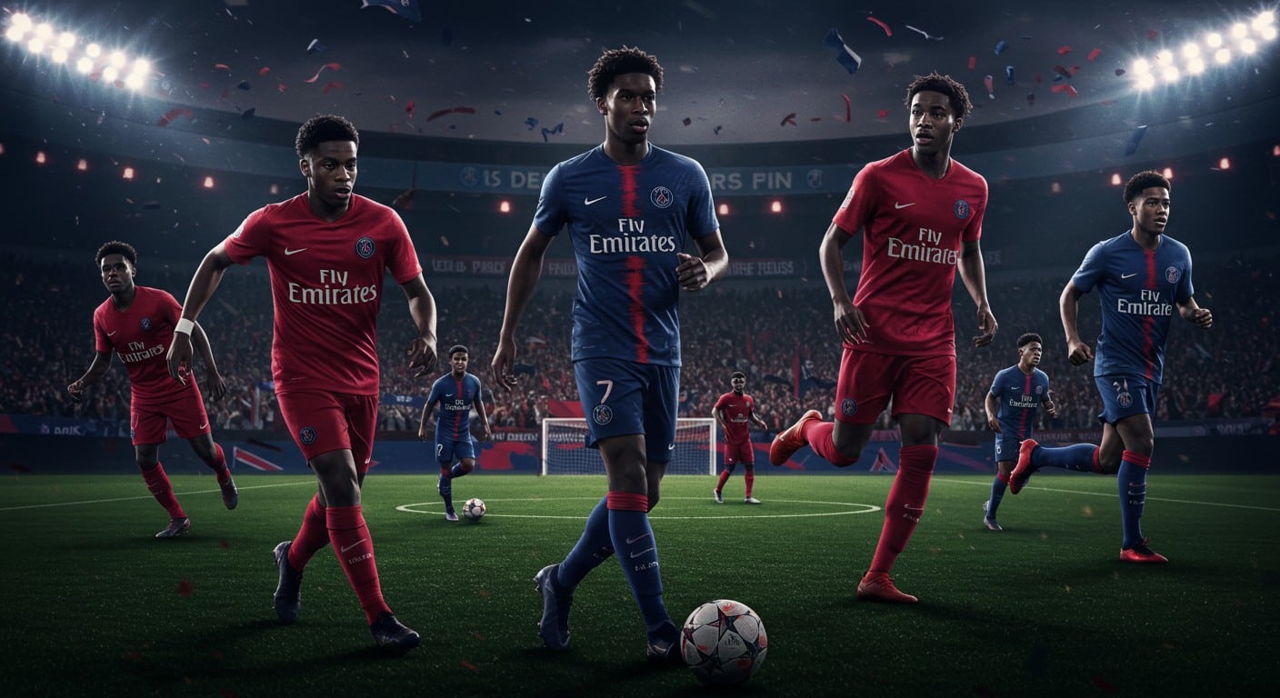 Comment le PSG mise sur des jeunes talents comme Doué, Neves et Barcola pour briller en Ligue des champions et en Ligue 1. Découvrez leur ascension fulgurante !