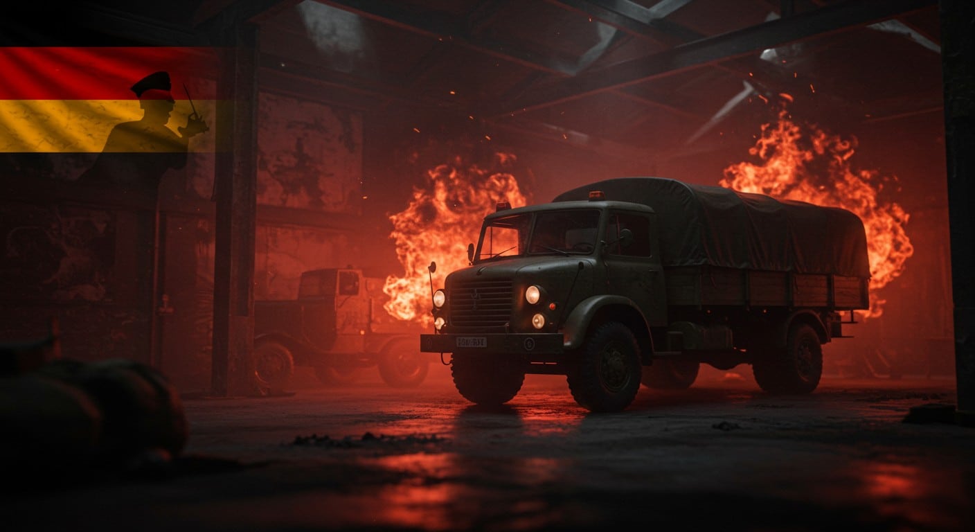 L’Allemagne enquête sur un incendie criminel visant des camions militaires. La Russie est soupçonnée. Une attaque contre la démocratie ? Découvrez les détails.