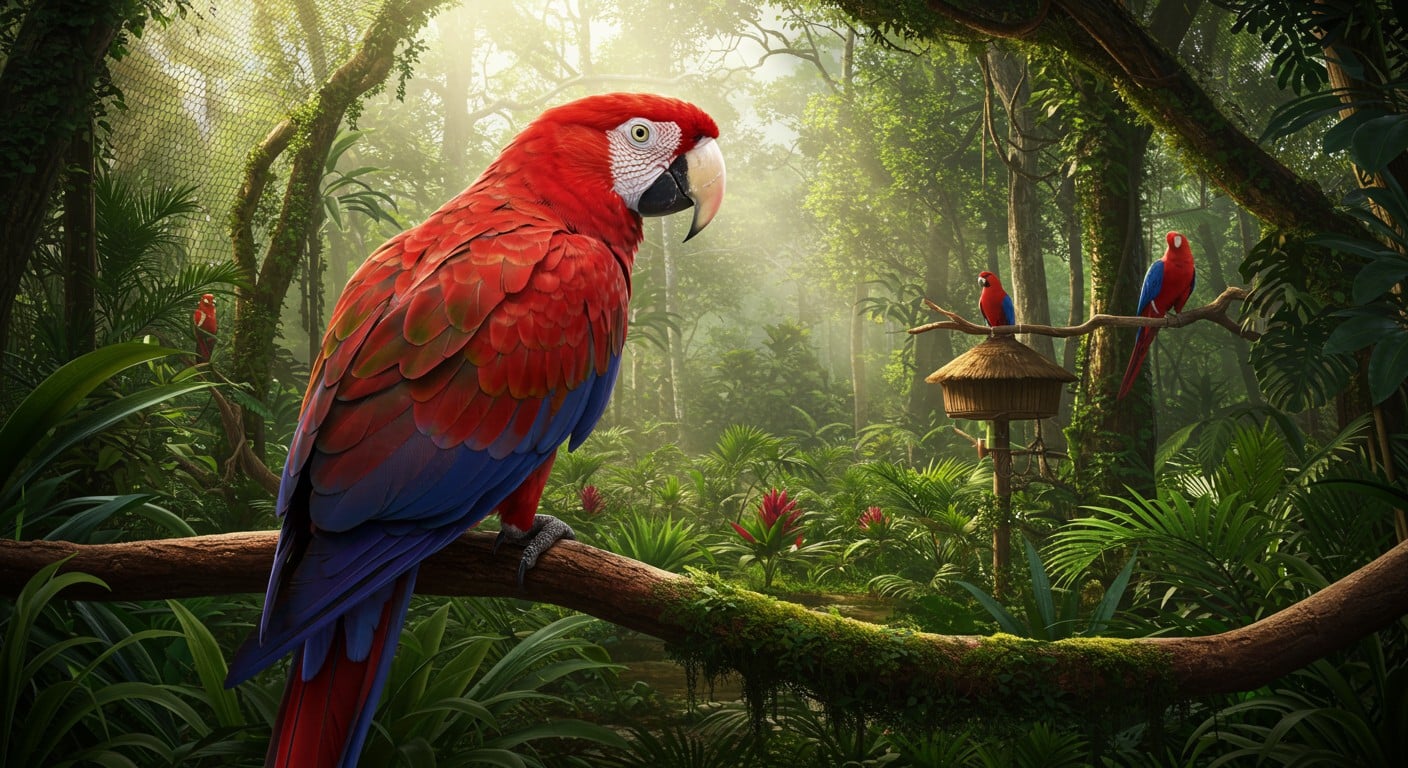 21 aras de Lafresnaye, en danger critique, sauvés du trafic illégal, trouvent refuge au Bioparc. Découvrez leur incroyable histoire et les enjeux de leur conservation.