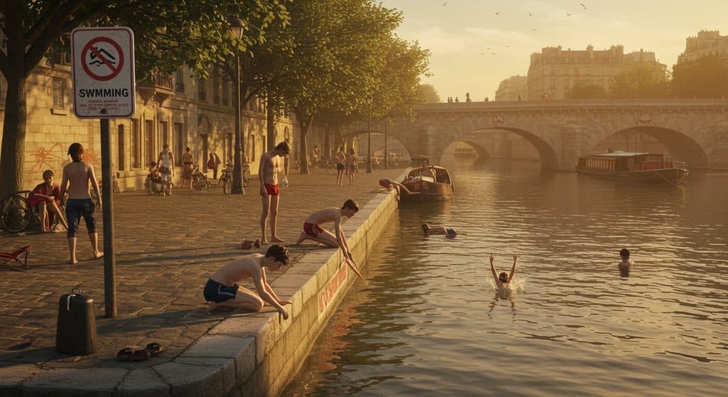 Canicule à Paris : Les Plongeons Interdits dans la Seine