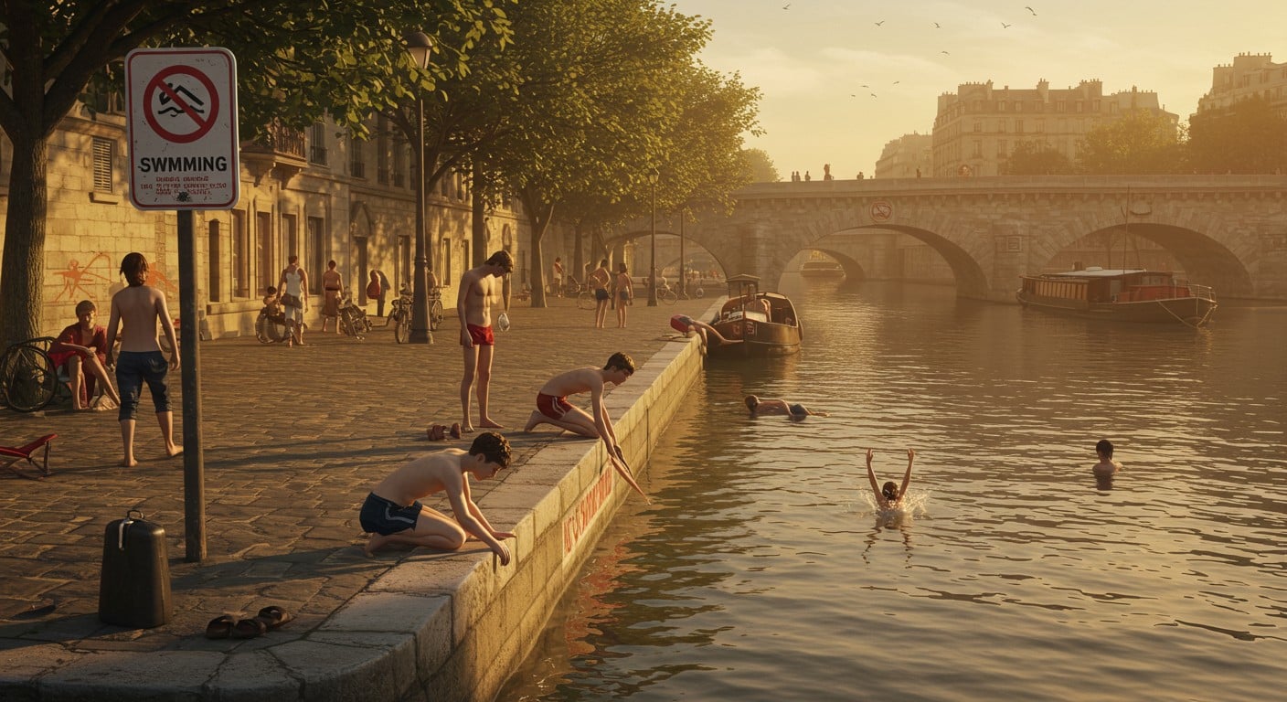 Avec la canicule, les baignades illégales dans la Seine explosent à Paris. Découvrez pourquoi ces plongeons sont risqués et ce que la ville prépare pour 2025.