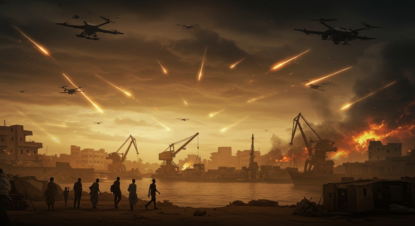 Guerre au Soudan : drones et missiles antiaériens frappent Port-Soudan, siège du gouvernement. Découvrez l'impact de ce conflit sur la population et l'aide humanitaire.