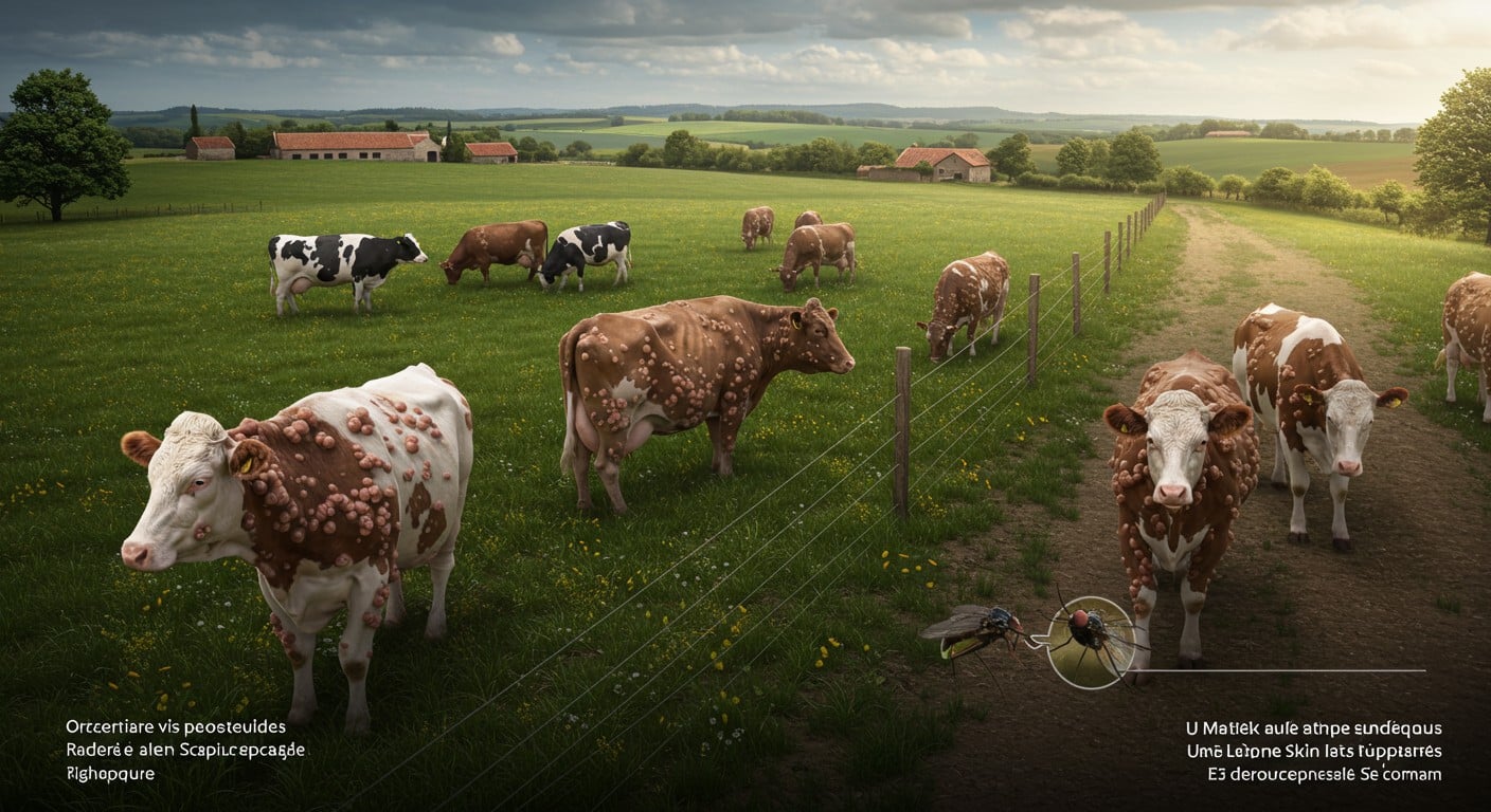 Découvrez la dermatose nodulaire contagieuse, maladie bovine détectée en France. Symptômes, risques, mesures : tout ce qu’il faut savoir.