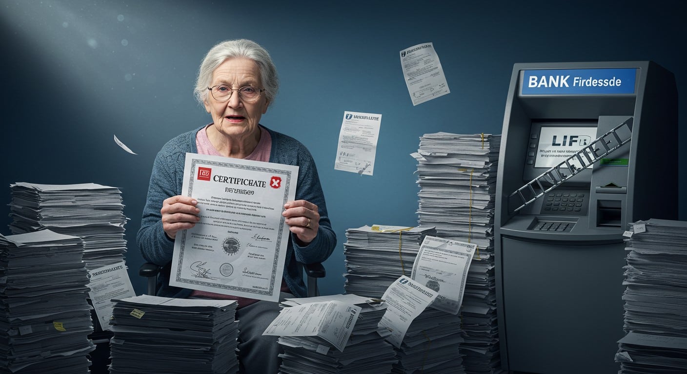 Une retraitée lutte pour prouver qu'elle est en vie après une erreur bancaire. Découvrez son combat contre l'absurde administratif et ses impacts.