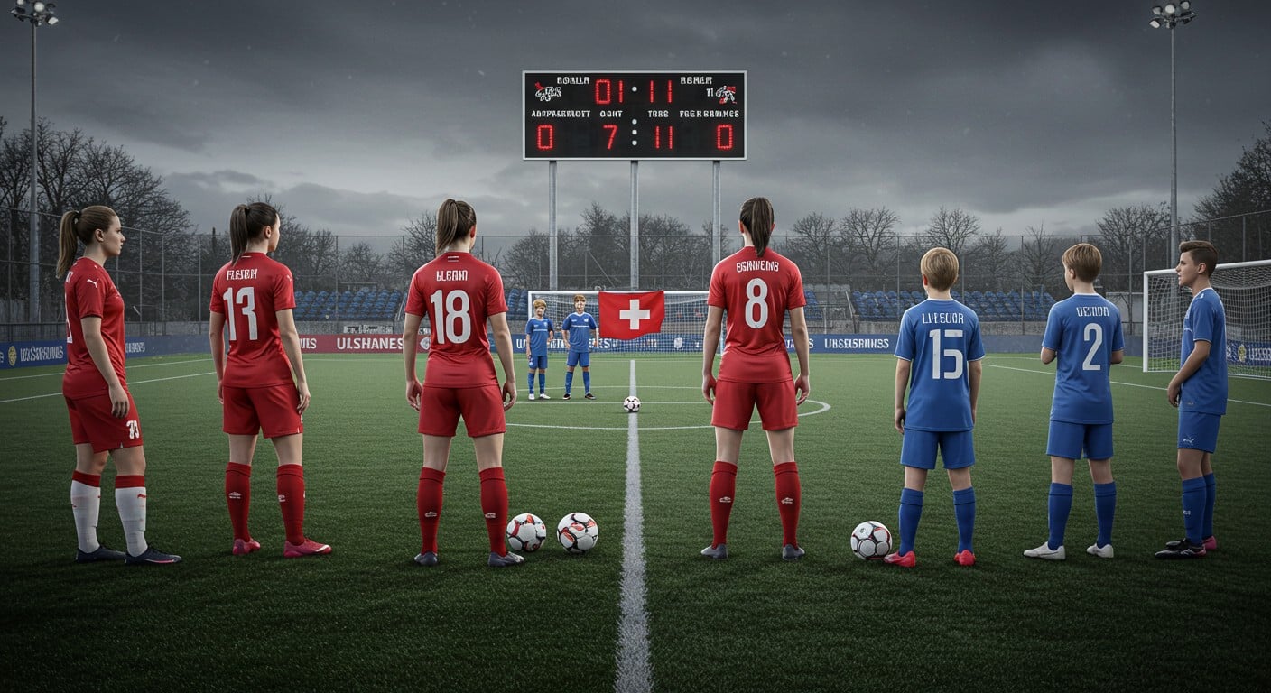 La Suisse, hôte de l’Euro féminin 2025, subit une défaite 7-1 face aux U15 masculins. Découvrez les détails de ce match confidentiel qui fait débat.