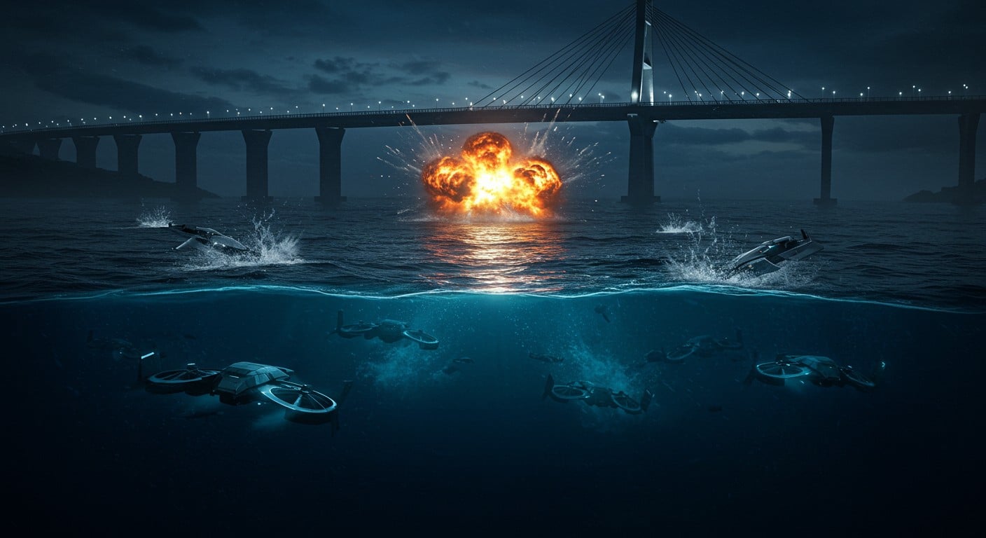 Attaque ukrainienne sur le pont de Crimée avec 1100 kg de TNT et drones subaquatiques. Découvrez comment et pourquoi cette opération secrète a eu lieu.