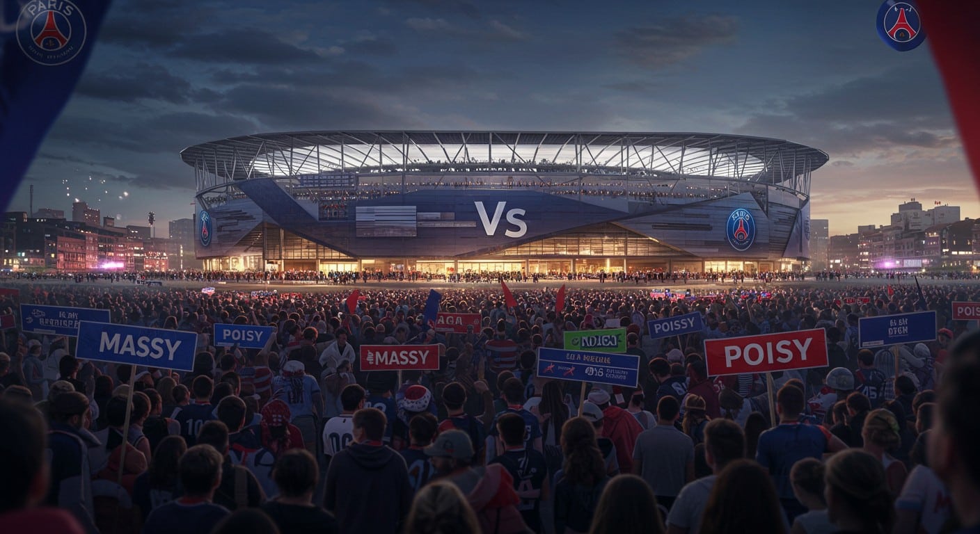 Le PSG cherche son futur stade : Massy et Poissy rivalisent pour accueillir le projet. Découvrez les enjeux, sites et stratégies des deux villes !