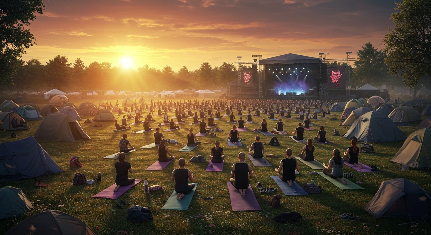 Yoga au Hellfest 2025 : 500 métalleux trouvent la zenitude dans une bulle de douceur. Découvrez ce phénomène unique qui mêle metal et bien-être !