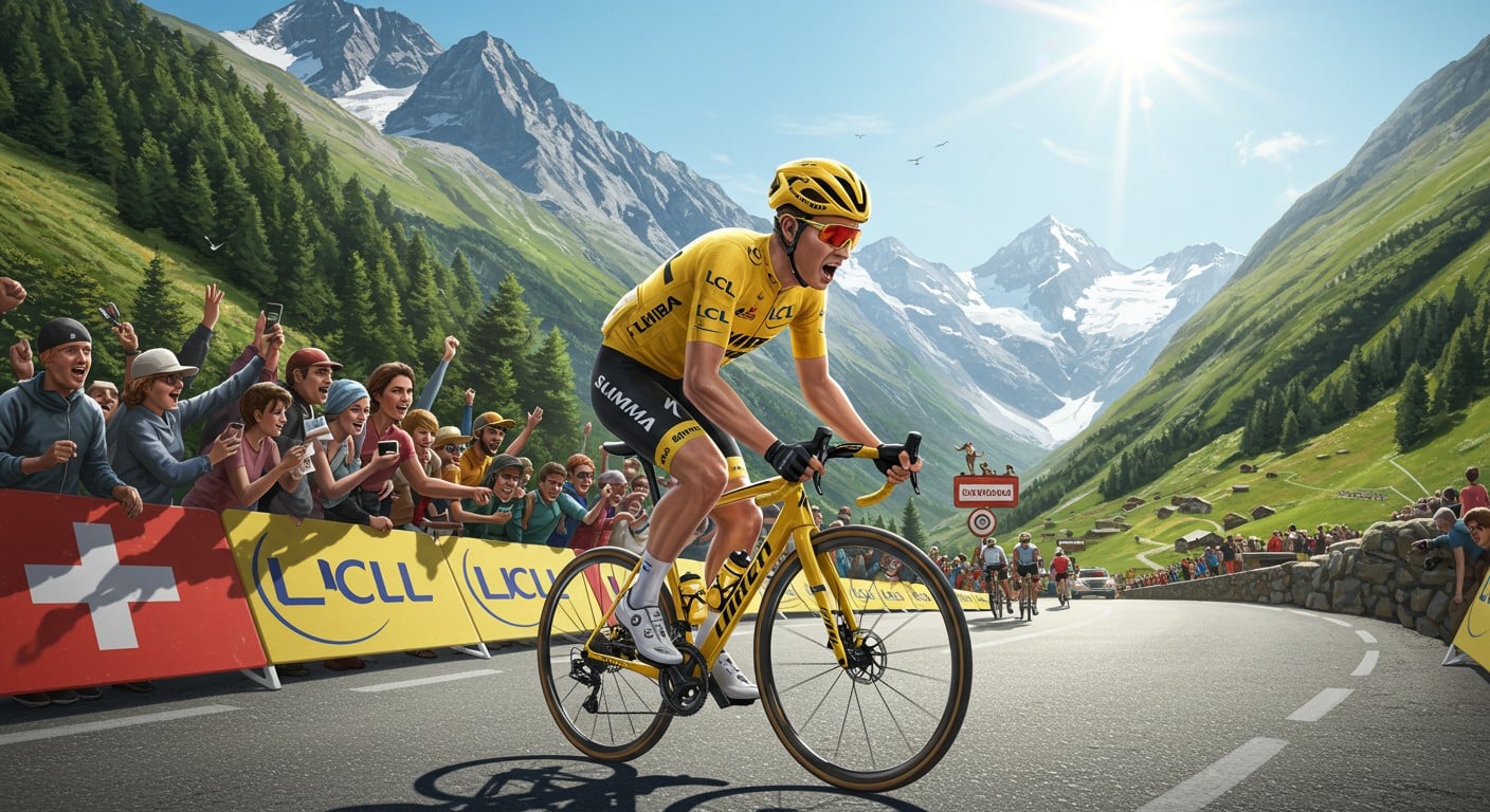 Kévin Vauquelin s'empare du maillot jaune au Tour de Suisse 2025, mais Joao Almeida menace. Suivez cette bataille intense en montagne !