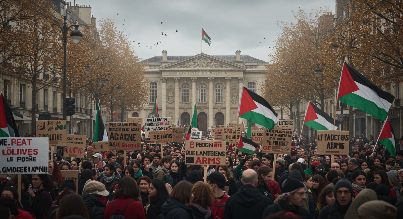 Un millier de militants défilent à Bobigny contre le Salon du Bourget et pour la Palestine. Découvrez les enjeux de cette mobilisation pour la paix.