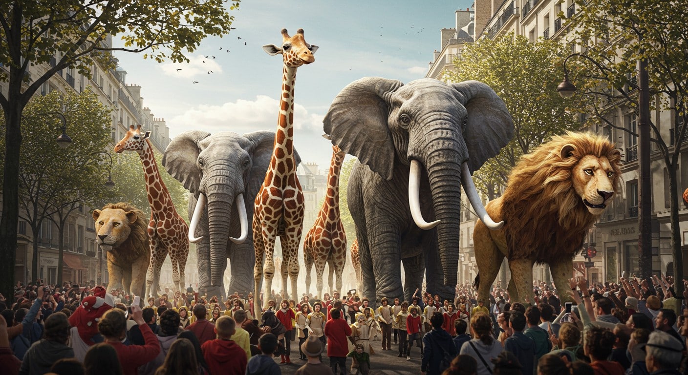 Des marionnettes géantes d’animaux sauvages défilent à Paris du 20 au 22 juin, un spectacle gratuit sur le climat. Découvrez cet événement unique !