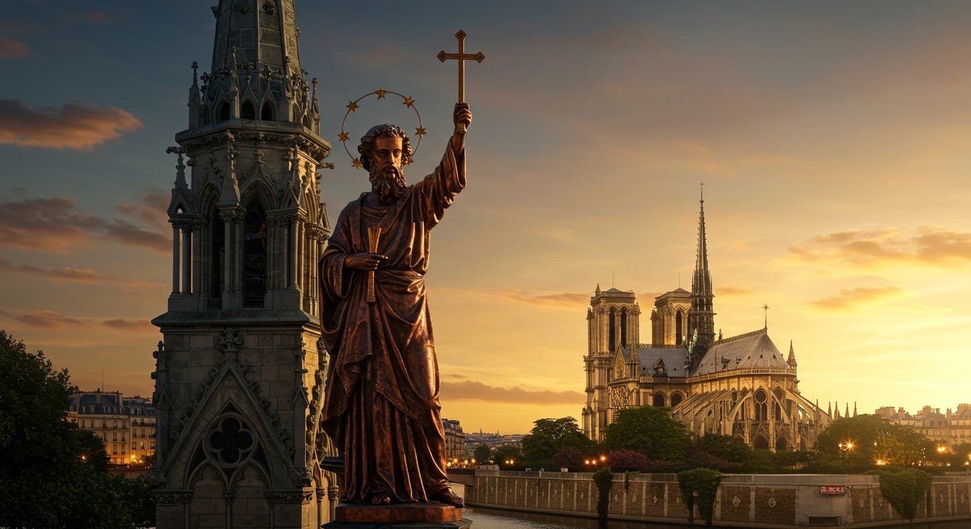 Les statues de Notre-Dame, rescapées de l’incendie, reprennent place sur la flèche. Découvrez leur histoire et la renaissance d’un chef-d’œuvre gothique.