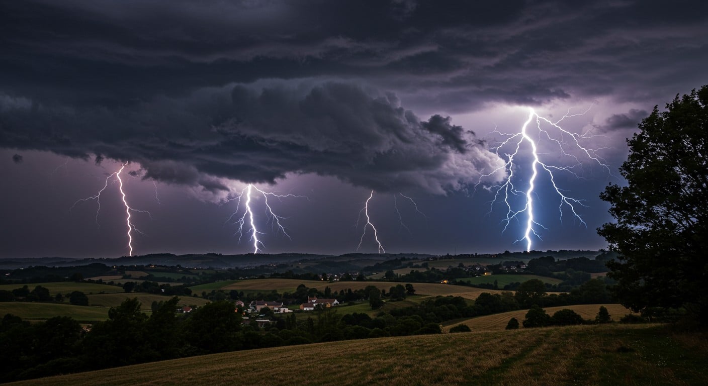 Orages intenses dans le Centre-Est : Ain, Rhône, Loire, Isère et Haute-Loire en vigilance orange. Découvrez les impacts et conseils pour rester en sécurité.