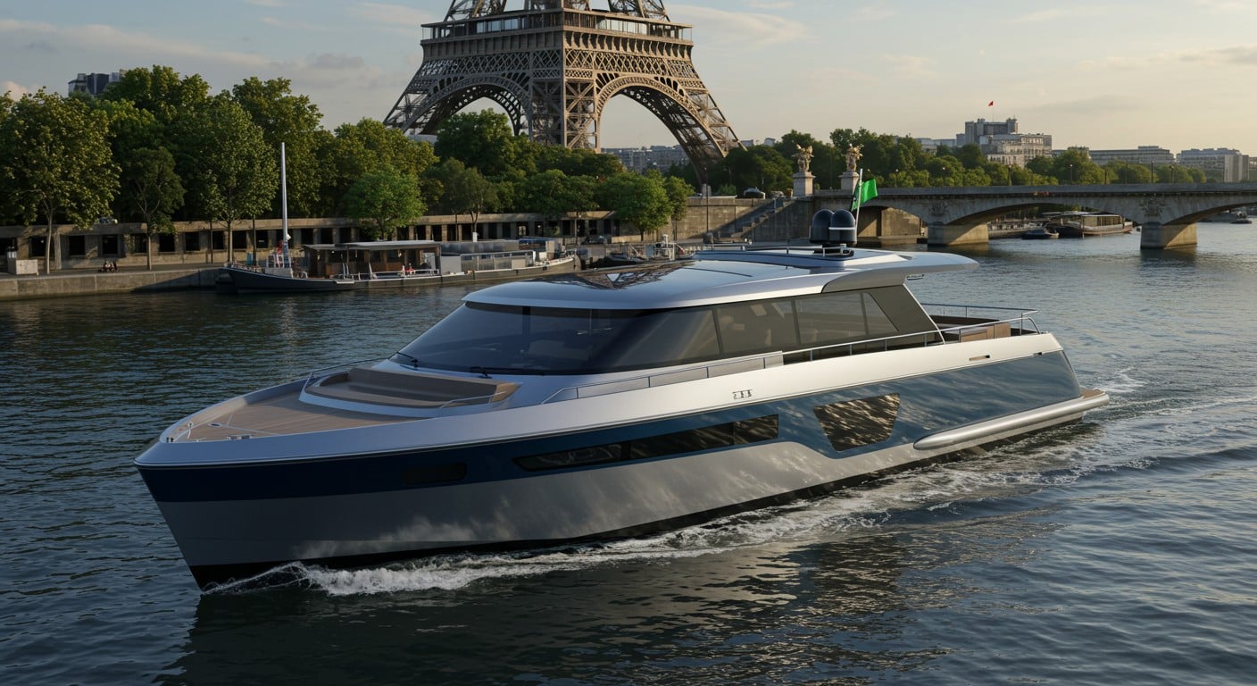 Découvrez la Perle Noire, premier yacht électrique de luxe sur la Seine. Croisières exclusives, design innovant et éco-responsable à Paris.