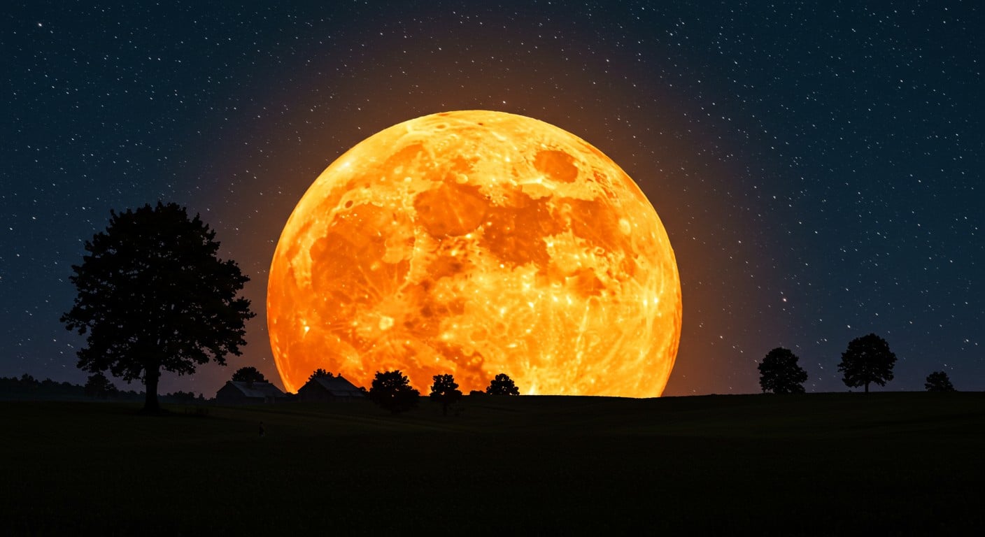 La Pleine Lune des Fraises 2025, basse et colorée, promet un spectacle unique. Découvrez pourquoi elle est si rare et comment l’observer !