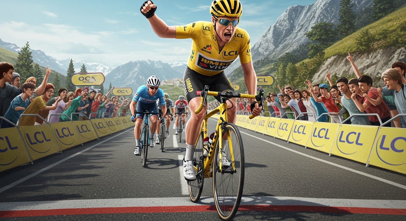 Tadej Pogacar s'impose au sprint lors de la 1re étape du Critérium du Dauphiné 2025, prenant le maillot jaune. Découvrez son exploit !