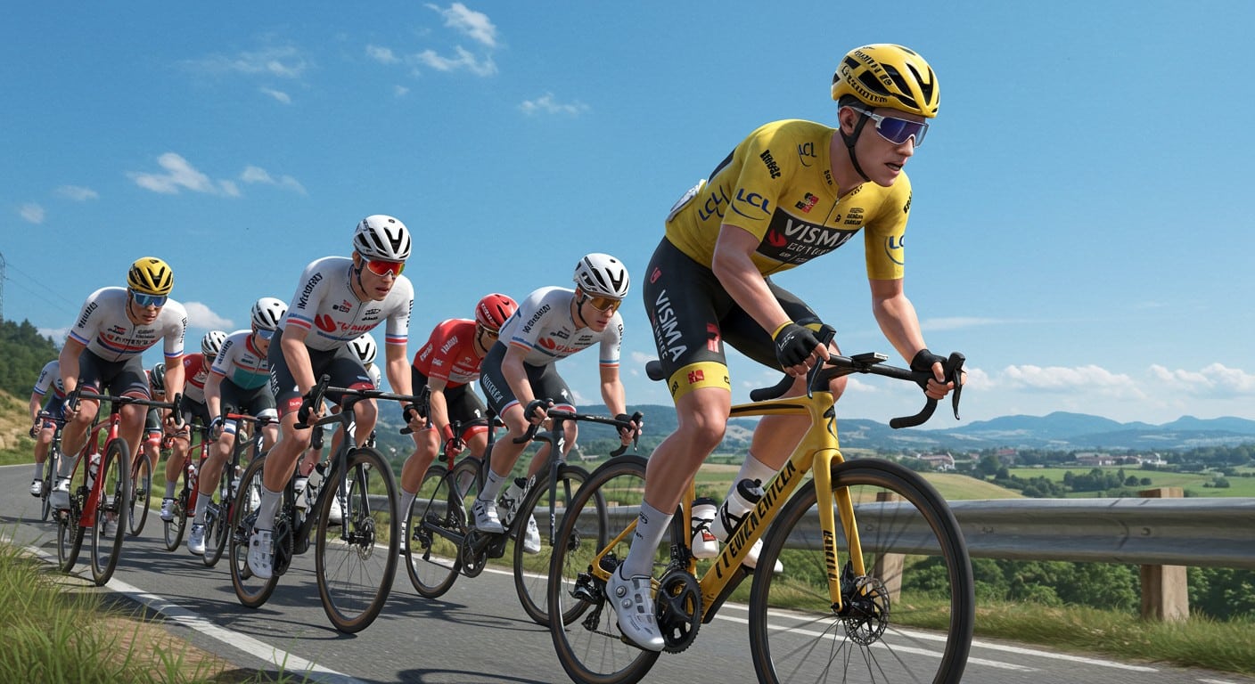 Visma-Lease a Bike dévoile son équipe pour le Tour de France 2025, avec Vingegaard mais sans Laporte. Découvrez les coureurs et les ambitions !
