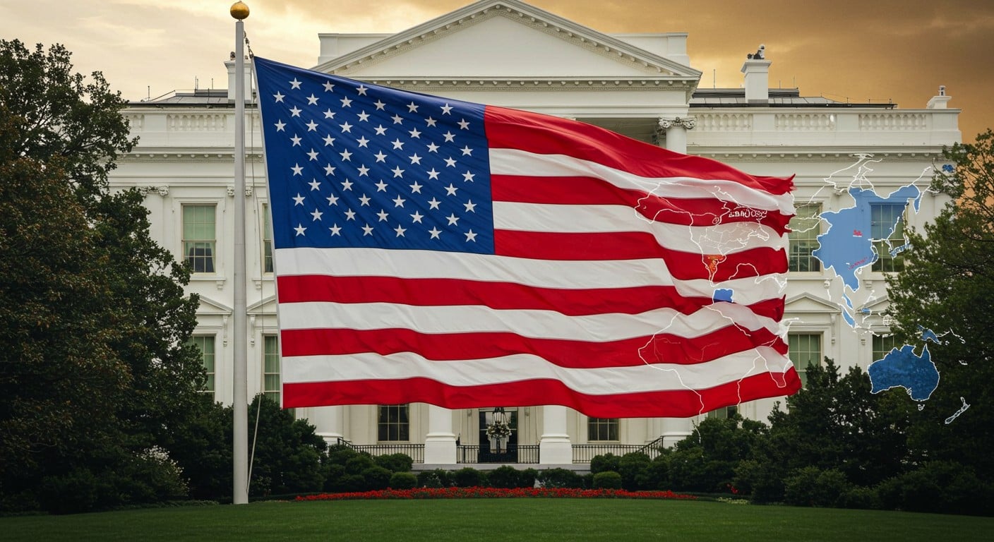 Donald Trump redécore la Maison Blanche avec un drapeau géant et des ornements dorés, tout en laissant planer le doute sur une intervention en Iran.