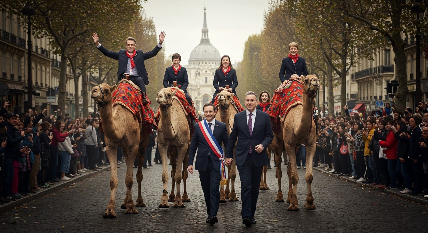Un maire de village organise un défilé de dromadaires à Paris, un événement unique et audacieux. Découvrez les coulisses de ce pari fou !
