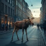 Un Élan à Stockholm : Drame Urbain et Débat Écologique