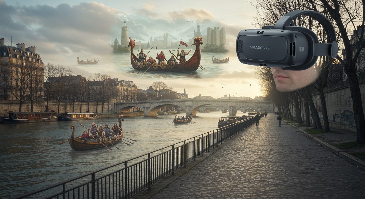 Découvrez Paris il y a 10 siècles avec la réalité virtuelle ! Une promenade immersive le long de la Seine révèle 2000 ans d’histoire. Plongez dans le passé !