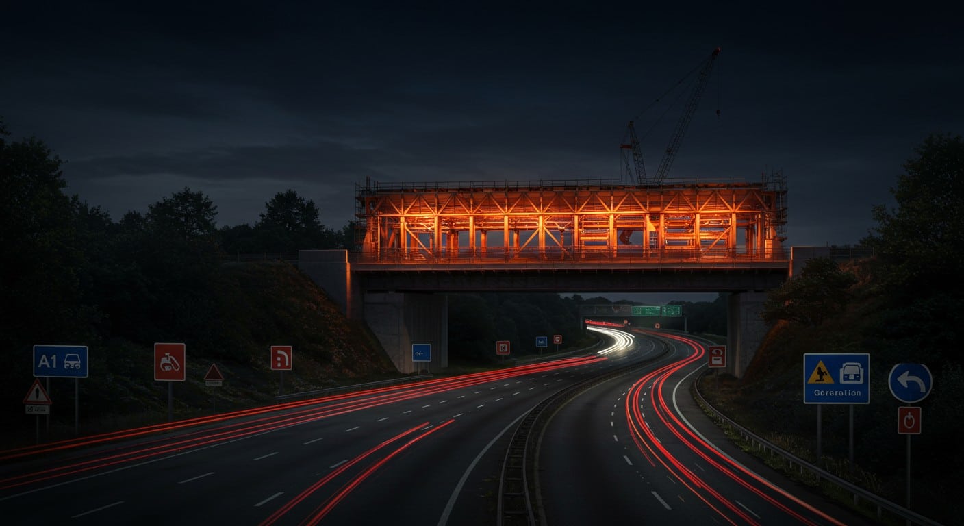 Fermetures nocturnes sur l’A1 dès le 15 juillet pour travaux SNCF. Découvrez les dates, déviations et conseils pour éviter les perturbations !