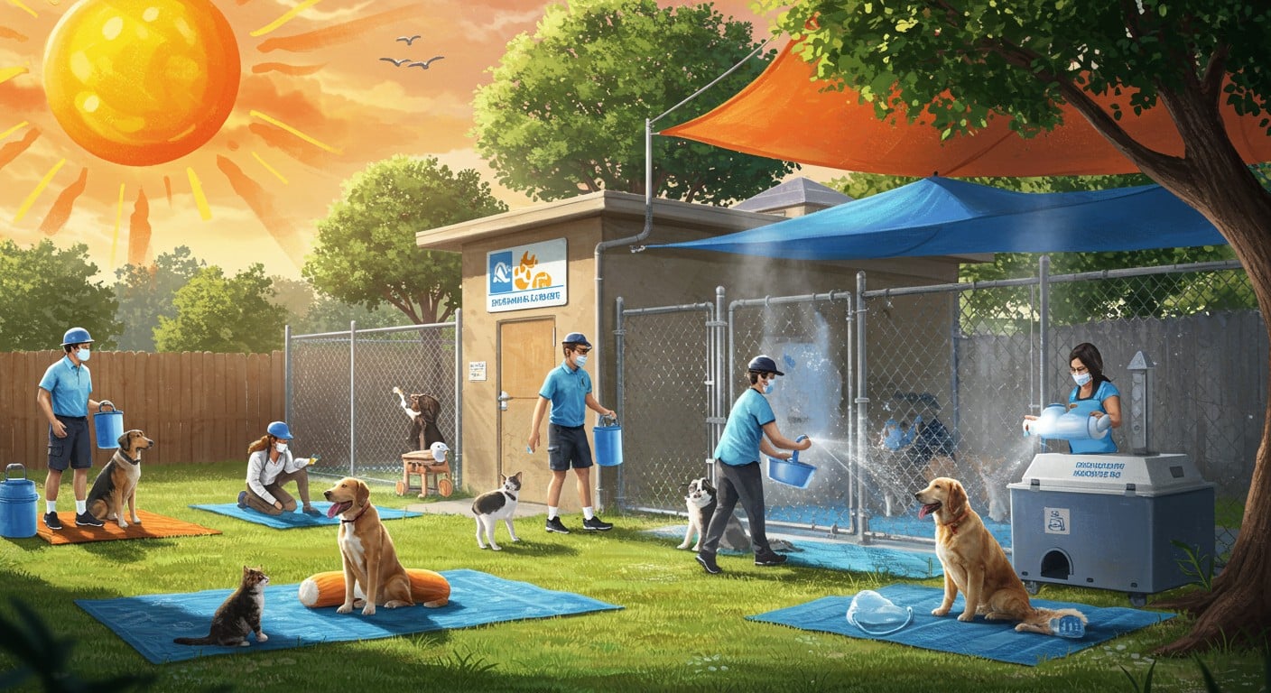 La canicule met en danger les animaux des refuges. Découvrez les solutions pour les protéger : tapis réfrigérants, brumisateurs et dons. Agissez maintenant !