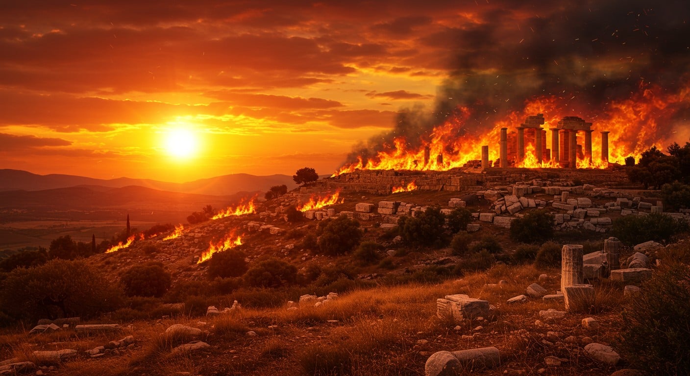 La Grèce suffoque sous 46°C, un incendie ravage le Nord-Est. Quelles conséquences pour le pays ? Découvrez les impacts de cette canicule extrême.