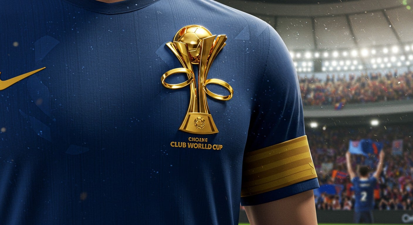 Découvrez l’insigne du vainqueur Chelsea-PSG au Mondial des Clubs 2025, un symbole doré qui ornera le maillot du champion jusqu’en 2029. Qui le portera ?