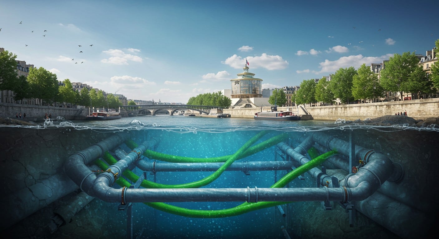 Découvrez comment Paris utilise l’eau de la Seine pour climatiser 870 bâtiments, dont la Philharmonie, avec le réseau Fraîcheur de Paris, leader en Europe.