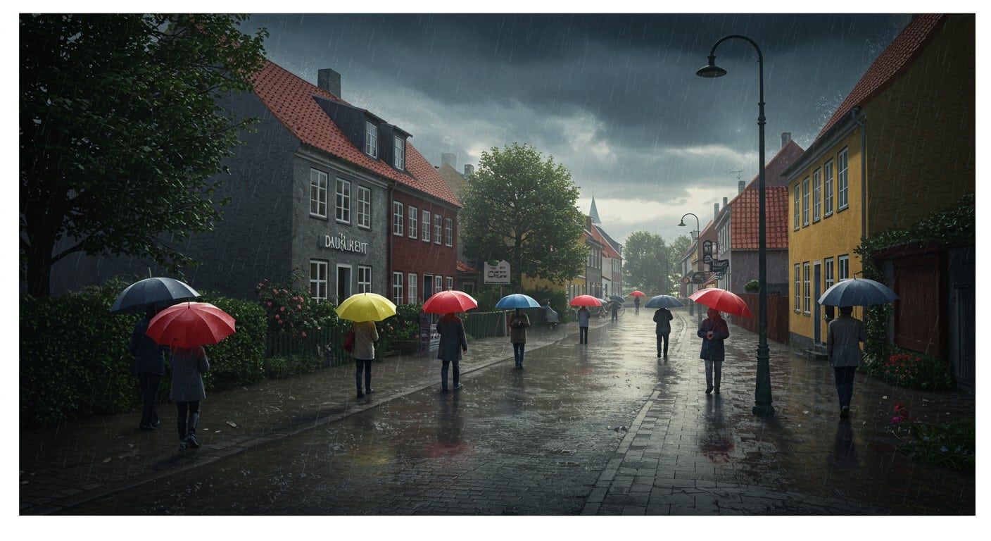 Le Danemark sous une pluie torrentielle : alerte rouge inédite, jusqu’à 110 mm d’eau en 24h. Découvrez les impacts et les mesures prises face à ce déluge.