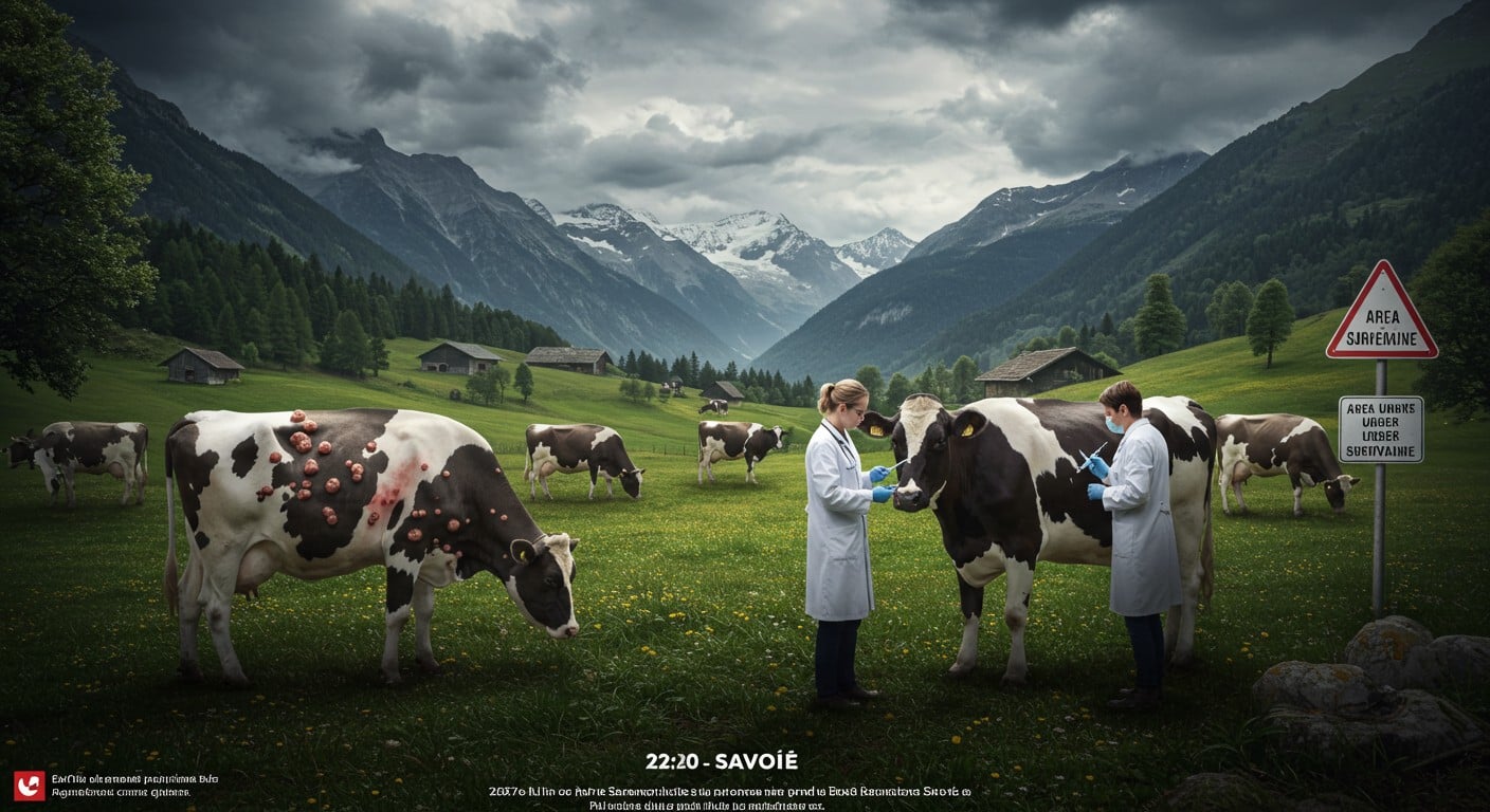 La dermatose nodulaire bovine frappe la Savoie et Haute-Savoie : 51 foyers touchés, abattages et vaccination en urgence. Découvrez l’impact sur les éleveurs.