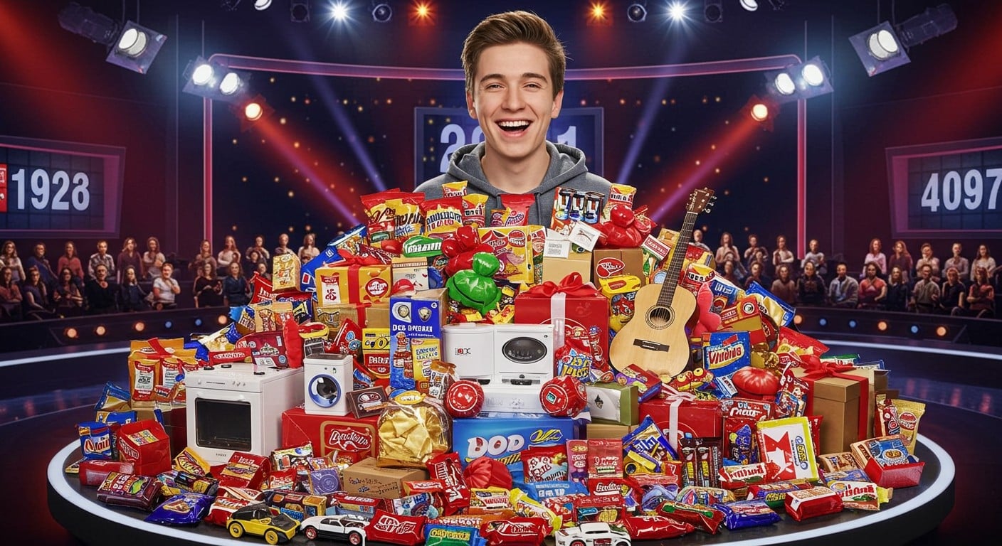 Émilien, éliminé des « 12 Coups de Midi », repart avec 2,5M€ de gains, dont 23 voitures et 35 kg de bonbons. Découvrez sa liste de cadeaux incroyables !