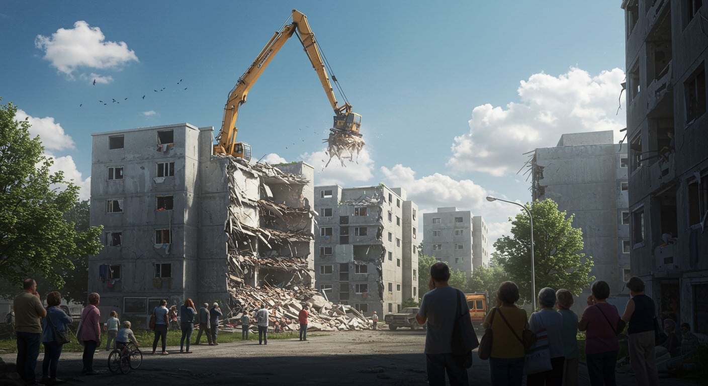 Découvrez l’émotion des habitants face à la démolition de la barre HLM de Beauvais, un symbole chargé d’histoire. Un récit poignant sur le changement urbain.