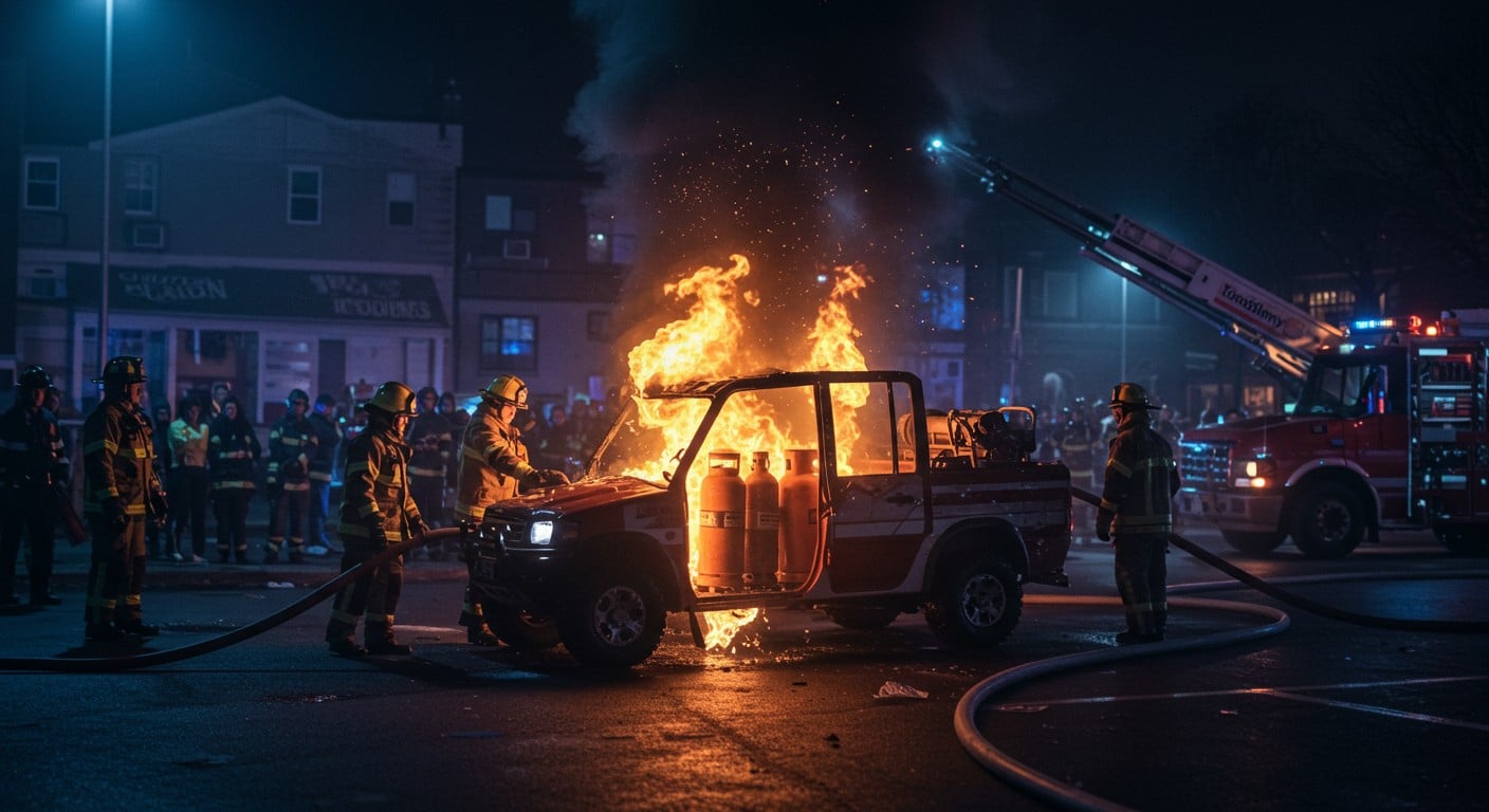 Explosion de bouteilles de gaz à Dammarie-les-Lys : un utilitaire prend feu, deux mineurs arrêtés. Découvrez les détails de cet incident choquant.