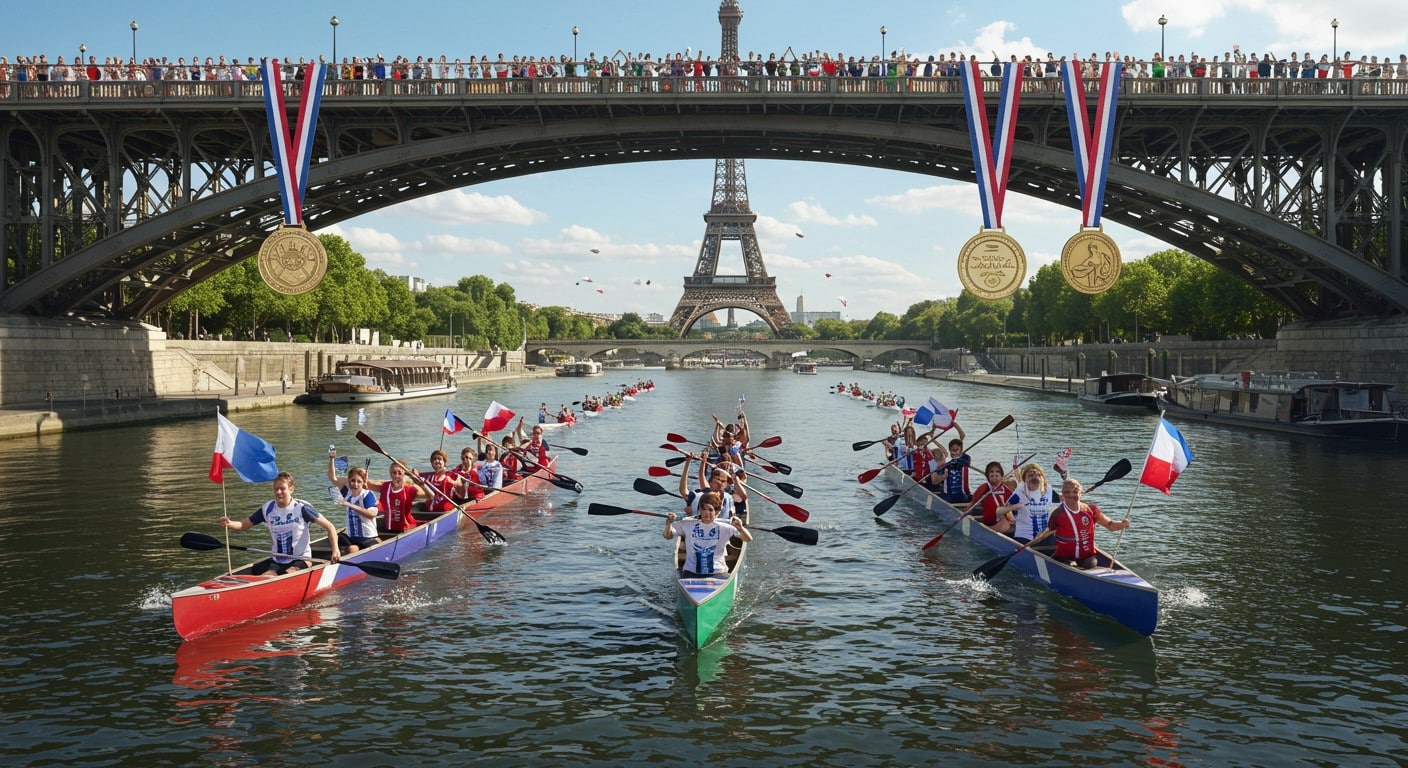 Un an après les JO 2024, Paris revit l’émotion avec canoës sur la Seine, vasque aux Tuileries et festivités grandioses. Plongez dans cette journée mémorable !