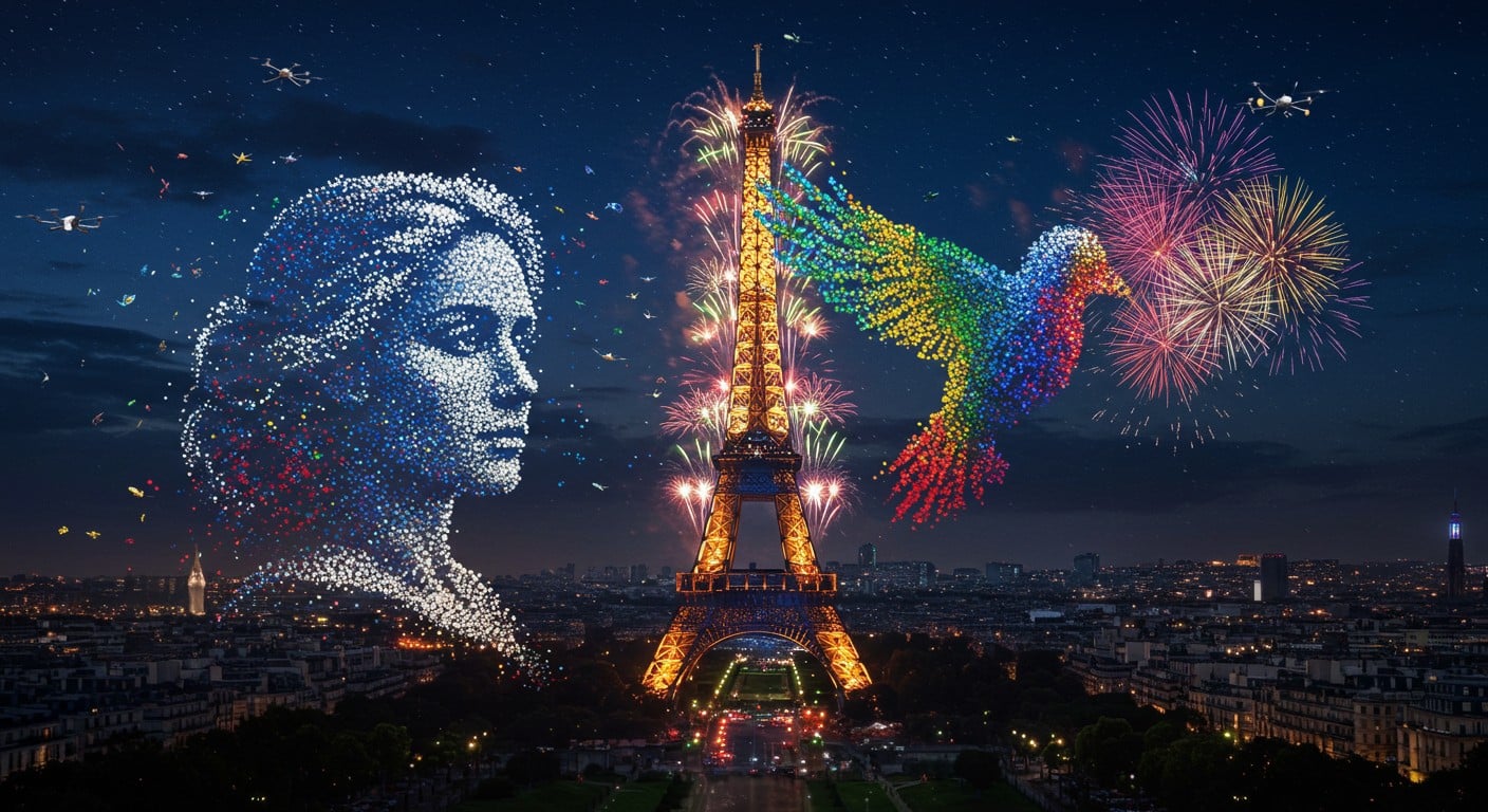 Un millier de drones, Marianne, France Gall : revivez le feu d’artifice du 14 juillet 2025 à Paris, un spectacle éblouissant et écolo !