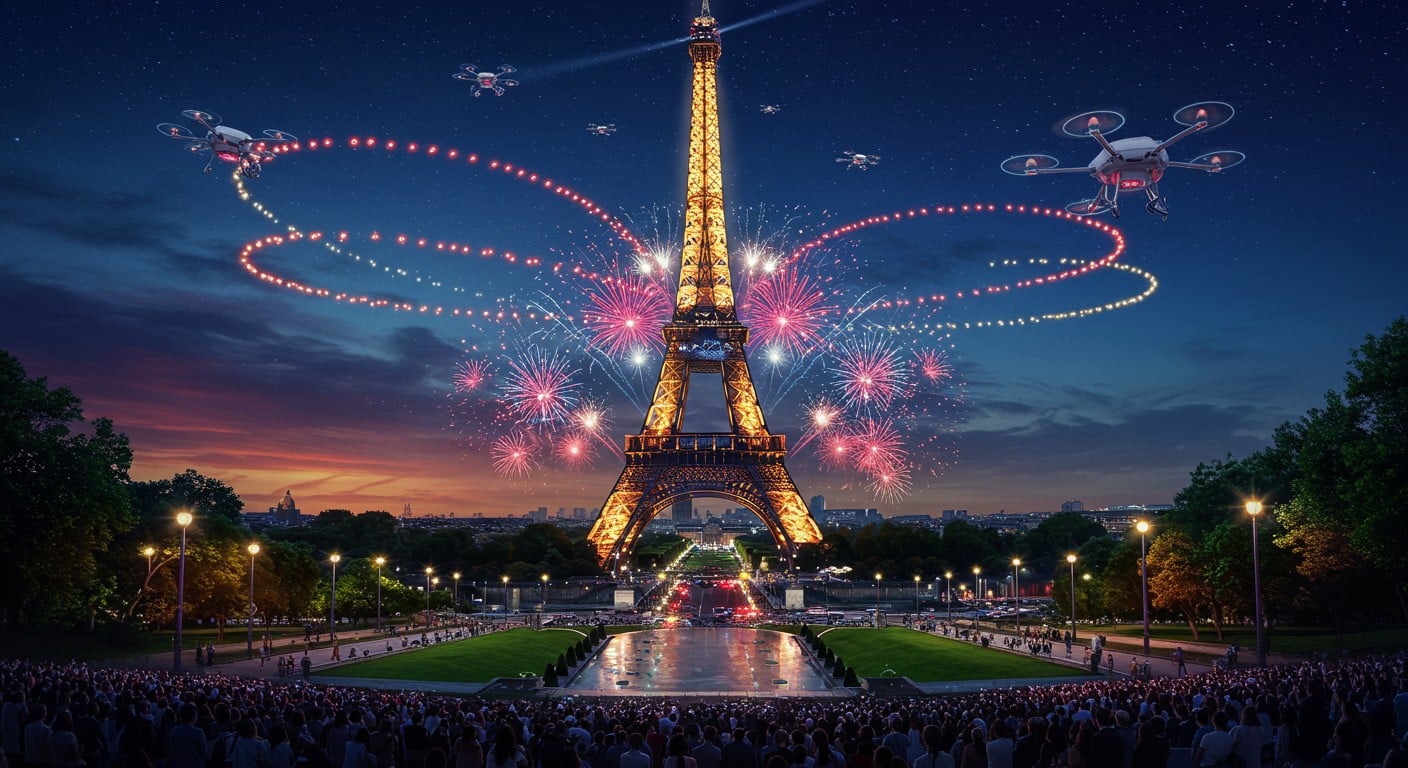 Feu d’artifice du 14 juillet 2025 à Paris : horaires, spots, conseils pratiques pour un spectacle inoubliable avec drones et thèmes uniques.