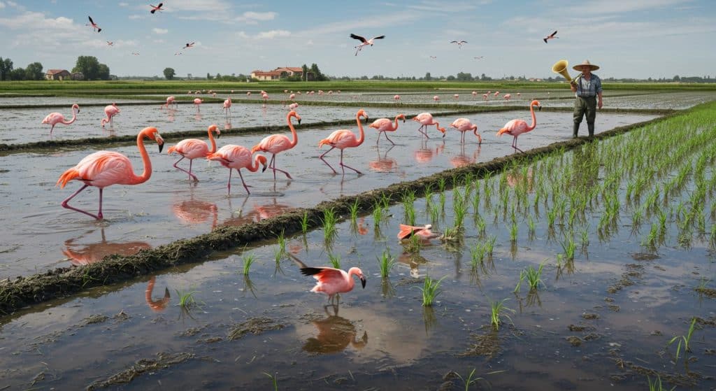 Flamants Roses : Menace Sur le Riz à Risotto Italien