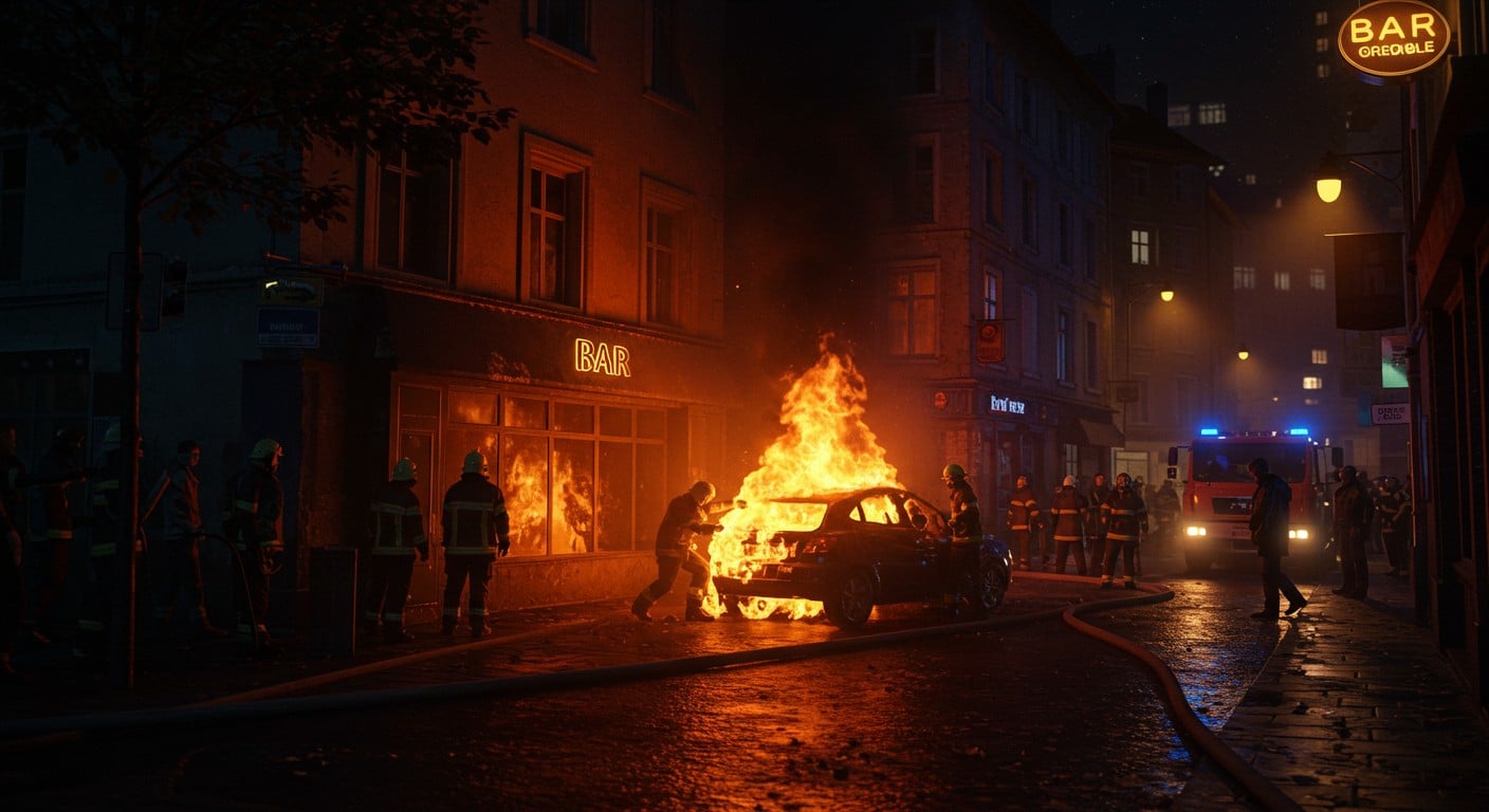 À Grenoble, une voiture-bélier s’écrase sur un bar et prend feu, après une fusillade récente. Enquête en cours, tensions vives. Que se passe-t-il vraiment ?