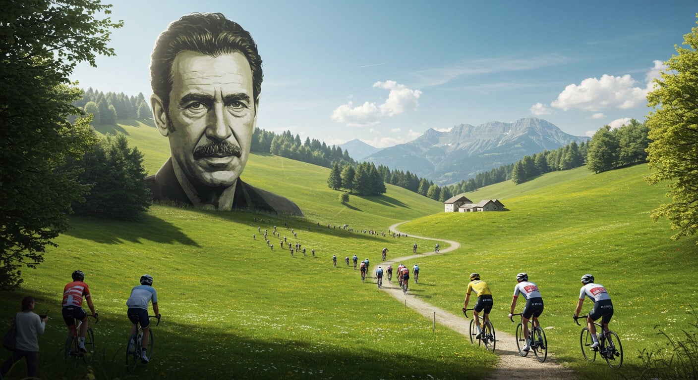 Fans de Jean-Louis Murat rendent hommage au chanteur au col de la Croix-Morand lors du Tour de France 2025, avec un portrait géant et des messages vibrants.