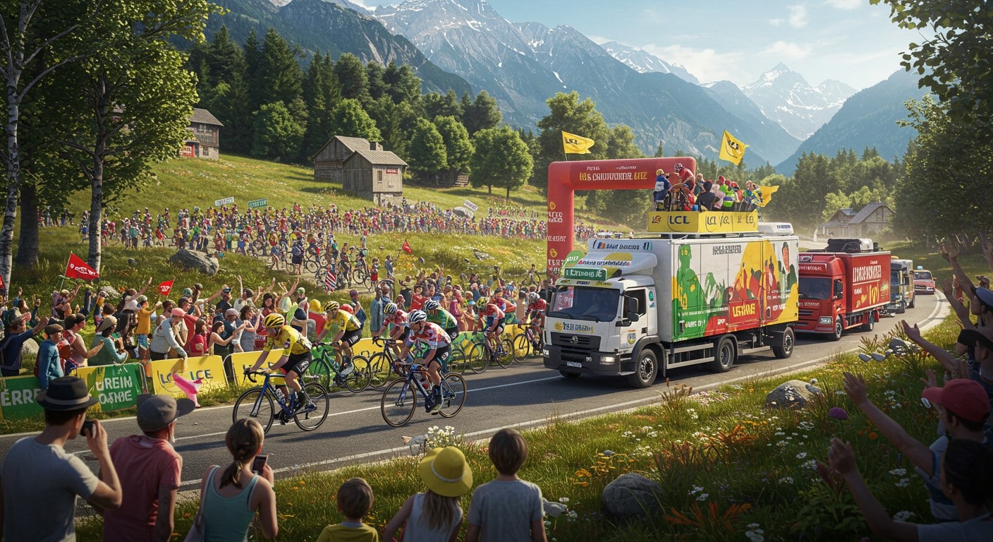Horaires détaillés de la caravane pour l'étape 20 du Tour de France 2025, de Nantua à Pontarlier. Ne manquez pas le passage dans chaque ville !