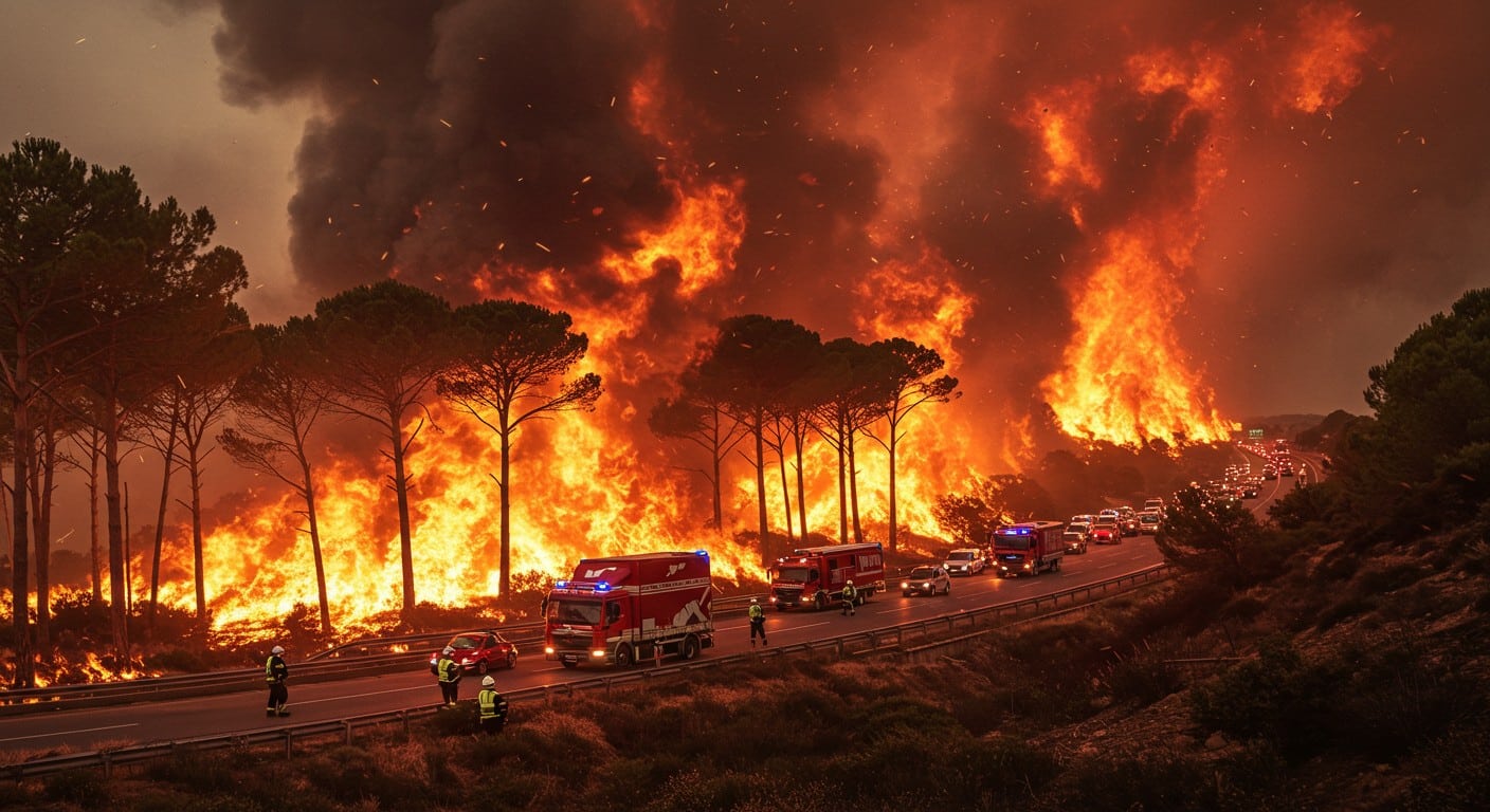 Un incendie ravage 2000 ha près de Narbonne, l’A9 est fermée, la population confinée. Découvrez les dégâts, les évacuations et les efforts des pompiers.