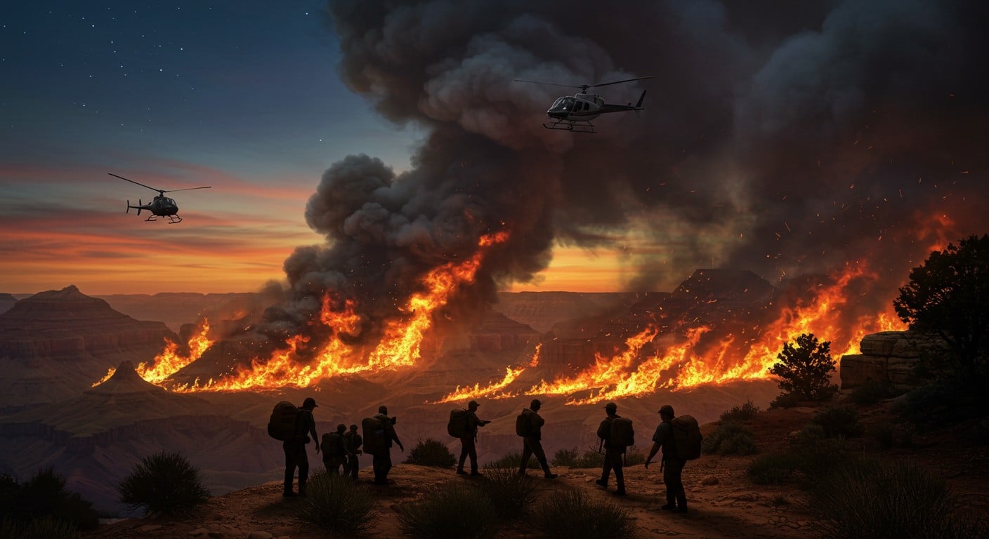 Incendies au Grand Canyon : des centaines de touristes évacués face à des feux hors de contrôle. Chaleur extrême et foudre aggravent la crise. Que se passe-t-il ?
