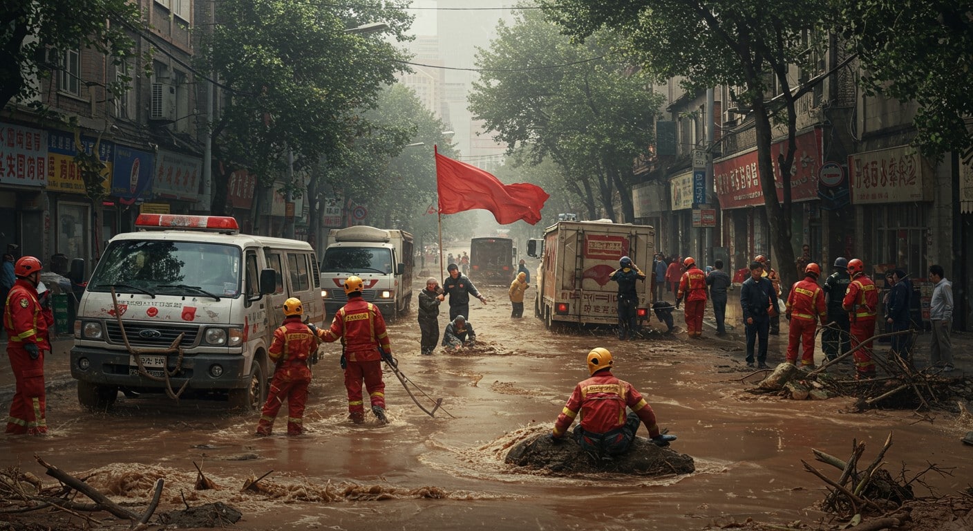 Pluies diluviennes en Chine : 30 morts, 80 000 évacués à Pékin. Découvrez l’impact des inondations et les défis climatiques. Lisez la suite !