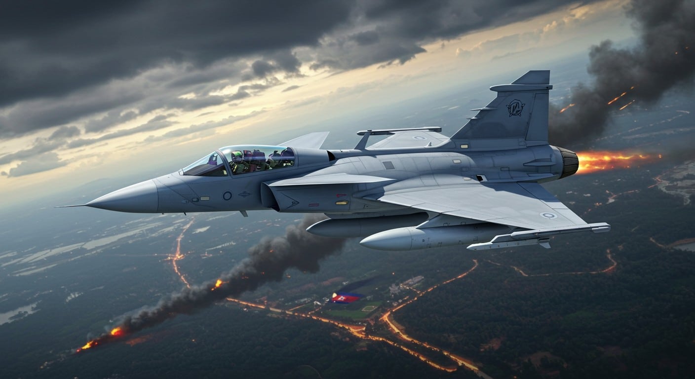 Découvrez le JAS Gripen 39, avion suédois utilisé pour la première fois en combat Thaïlande-Cambodge. Polyvalence, coût, limites : tout sur ce chasseur !