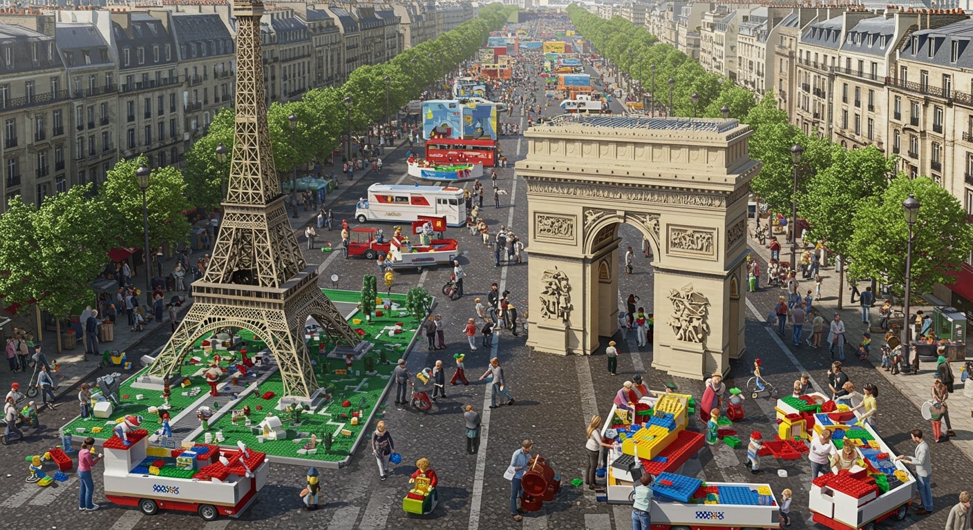 Le 21 septembre, les Champs-Élysées deviennent un terrain de jeu Lego avec tournois, maquettes XXL et chasse au trésor. Une journée festive à Paris !